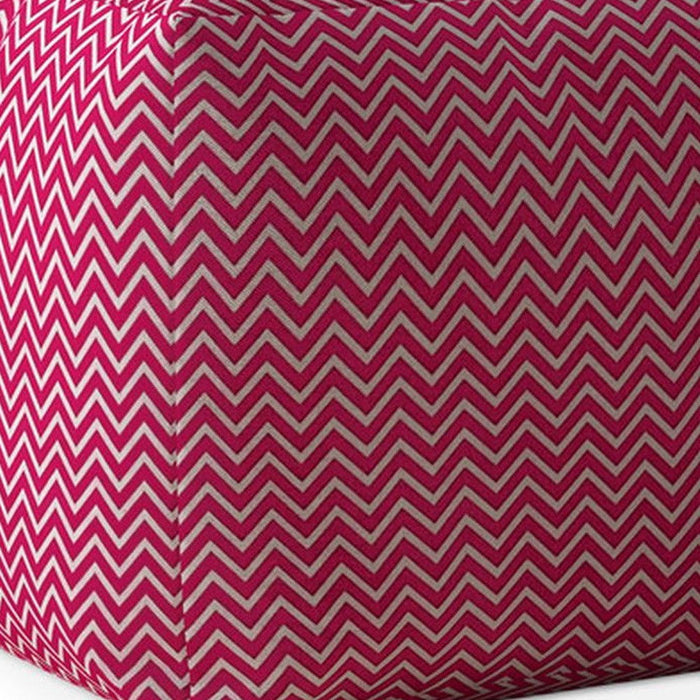 Cotton Chevron Pouf Cover - Pink