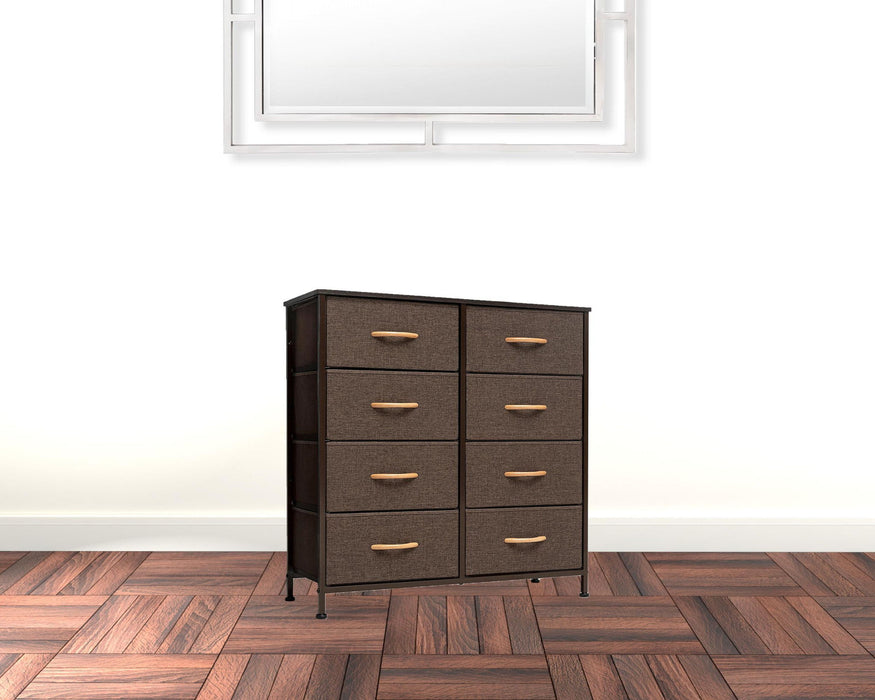 Steel And Fabric 8 Drawer Chest - Brown