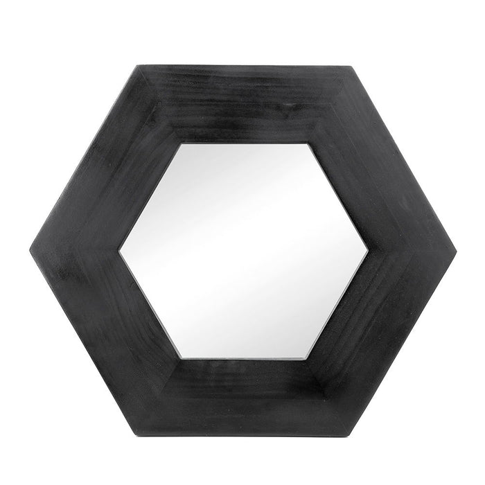 Hexagon Mirror With Natural Wood Frame, Wall Decor For Living Room Bathroom Hallway