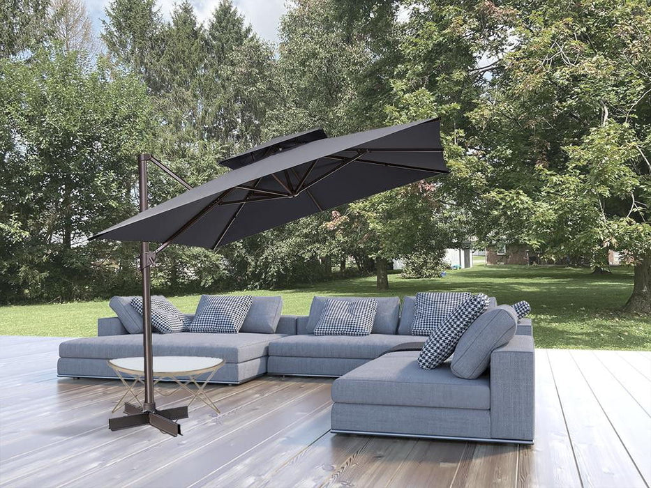 Square Tilt Cantilever Patio Umbrella With Stand - Dark Gray