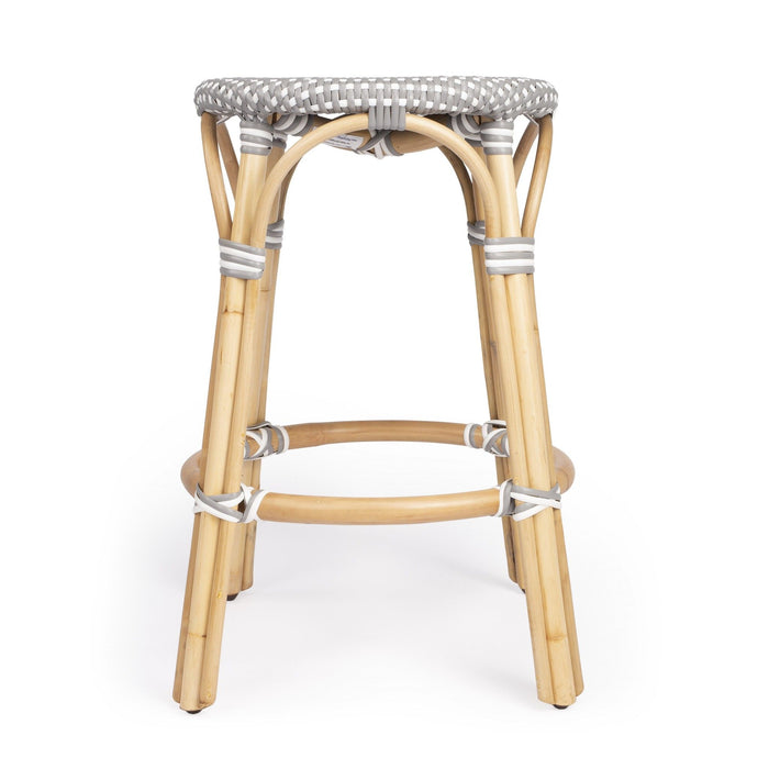 Rattan Counter Stool - Gray and White