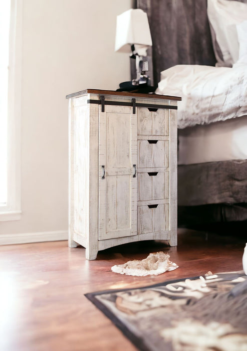 Solid Four Drawer Chest - Brown / White