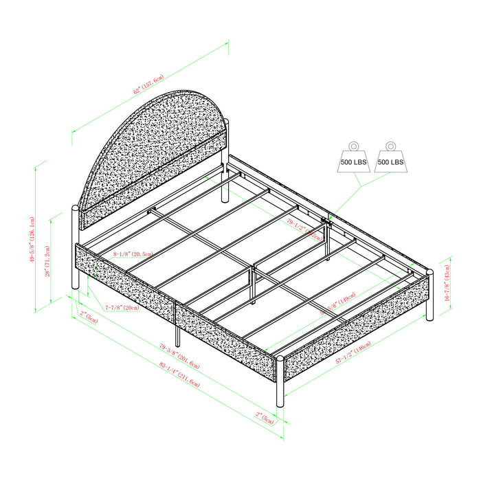 Bed Modern Upholstered Curved Headboard