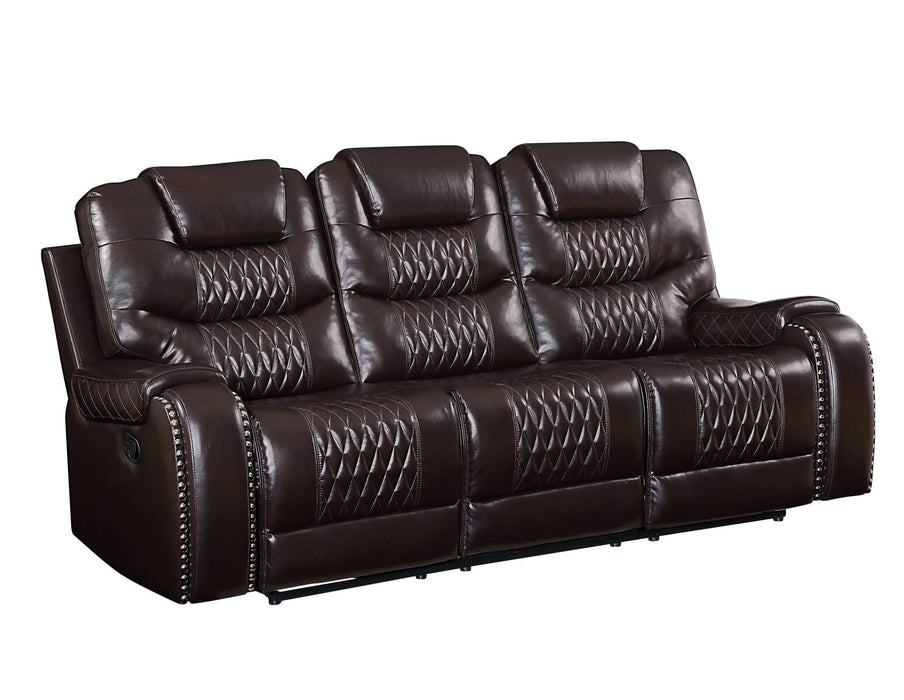 Faux Leather Reclining Sofa With Black Legs - Brown