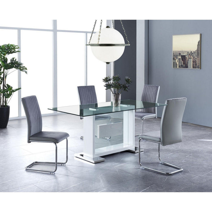 Dining Chairs (Set of 4) - Two Tone Gray / Chrome