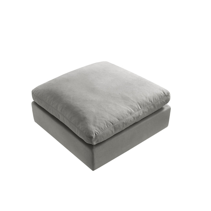 Linen Ottoman - Gray / Black