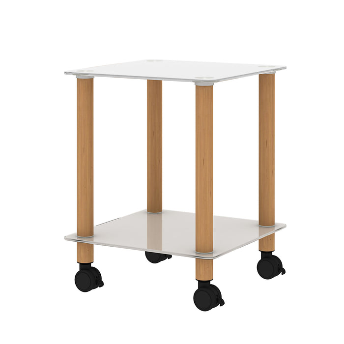 2 Piece Side Table, 2 Tier Space End Table, Modern Night Stand, Sofa Table, Side Table With Storage Shelve - White / Oak