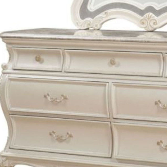 Solid Wood Seven Drawer Triple Dresser - Pearl