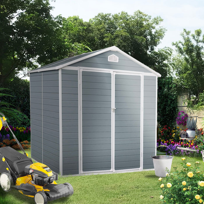 6X8Ft Resin Outdoor Storage Shed Kit-Perfect To Store Patio Furniture - Gray