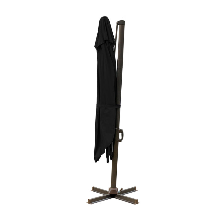 Square Tilt Cantilever Patio Umbrella With Stand - Black