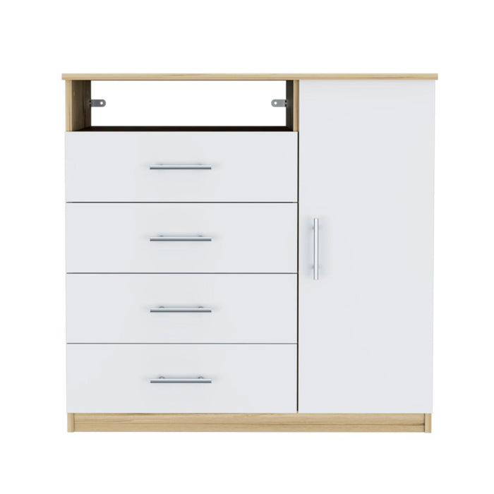 Four Drawer Dresser - White / Natural