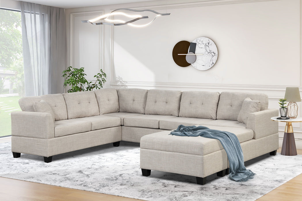 Oversized Sectional Sofa With Storage Ottoman, U-Shaped Sectional Couch With 2 Throw Pillows For Large Space Dorm Apartment