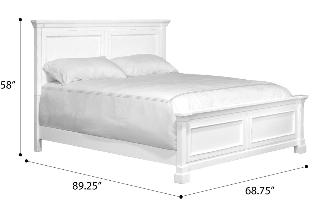 Queen Coastal Panel Bed - White