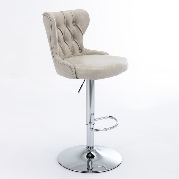 Swivel Barstools Adjusatble Seat Height From 25-33", Modern Upholstered Chrome Base Bar Stools With Backs Comfortable Tufted For Home Pub And Kitchen Island