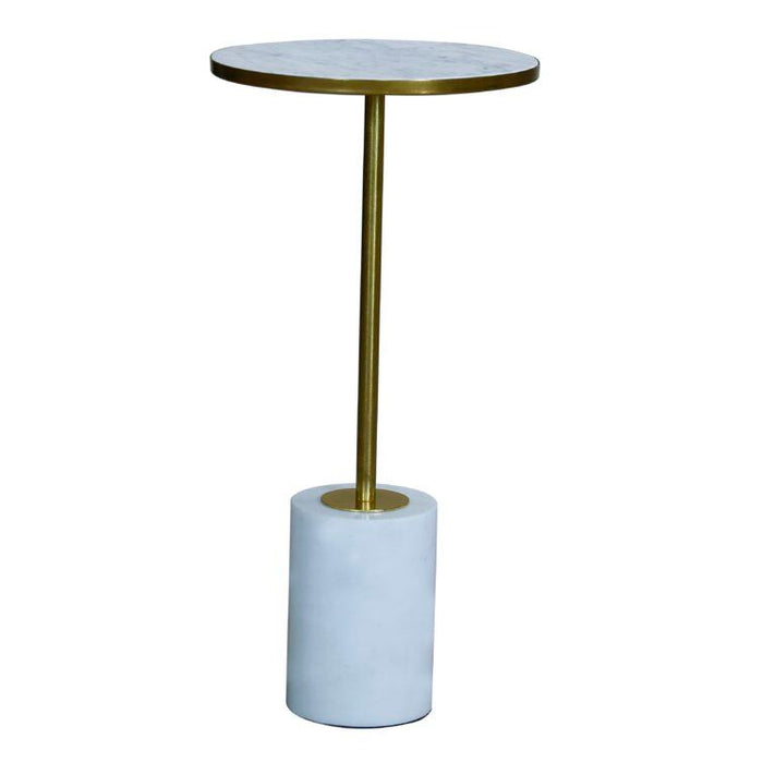 Marble End Or Side Table - Gold And White