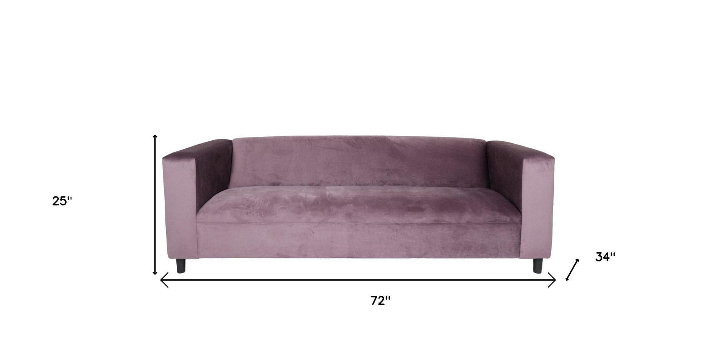 Velvet Sofa With Black Legs - Lavender