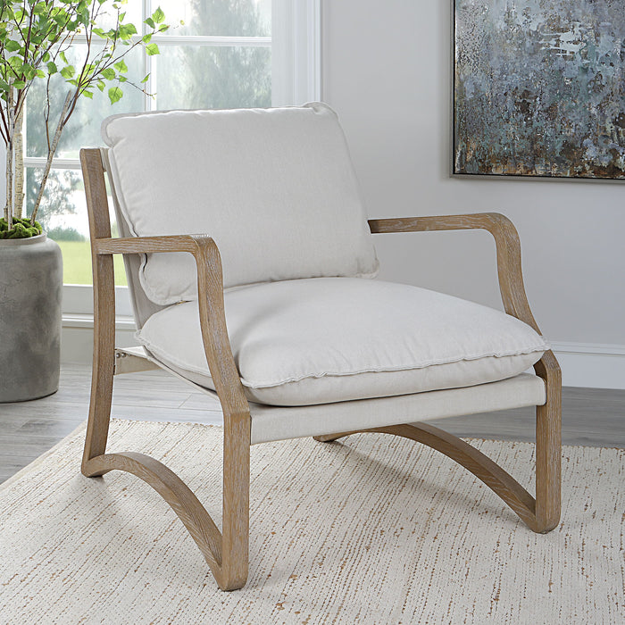 Melora - Solid Oak Accent Chair - Beige