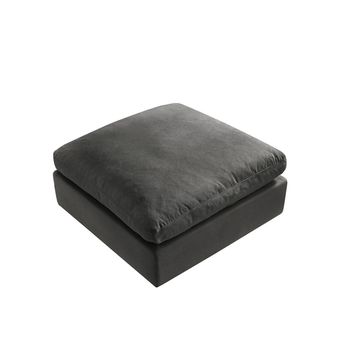 Linen Ottoman - Charcoal / Black