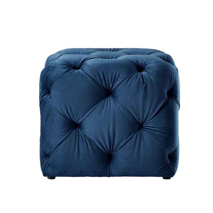 Velvet Cube Ottoman - Navy Blue