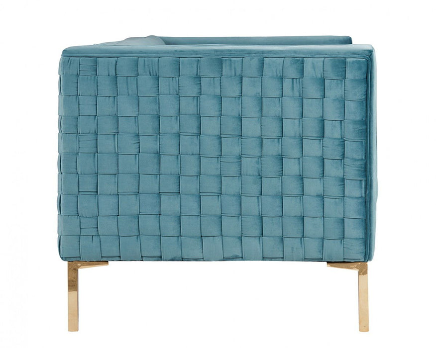 Velvet Sofa With Gold Legs - Teal Blue