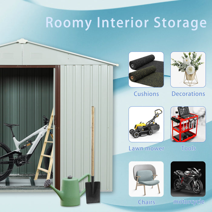 Outdoor Metal Storage Shed Yx48 - White