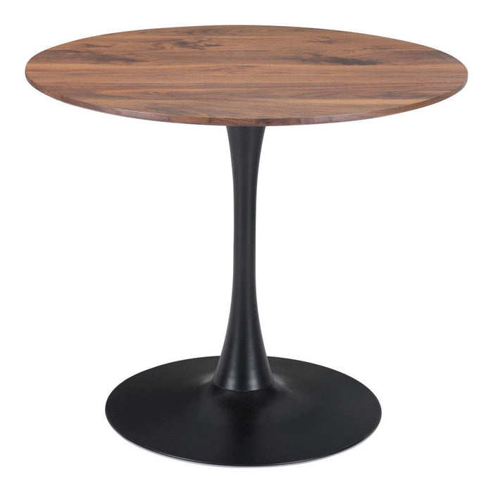 Steel Pedestal Base Dining Table - Light Brown