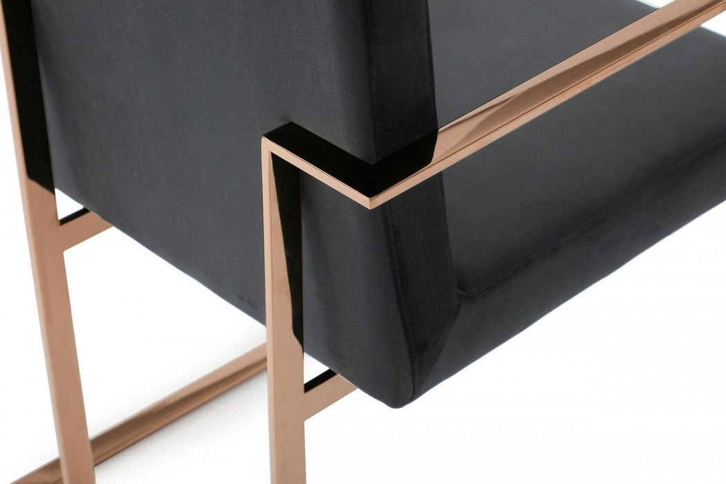 Rosegold Velvet Dining Chair - Black