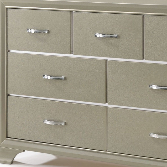 Solid Wood Seven Drawer Triple Dresser - Champagne