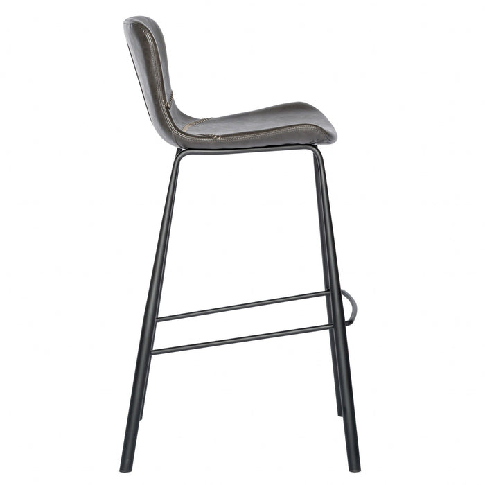 Steel Low Back Bar Height Bar Chairs (Set of 2) - Gray / Black