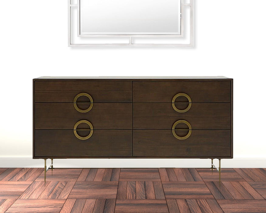 Solid Wood Six Drawer Double Dresser - Acacia