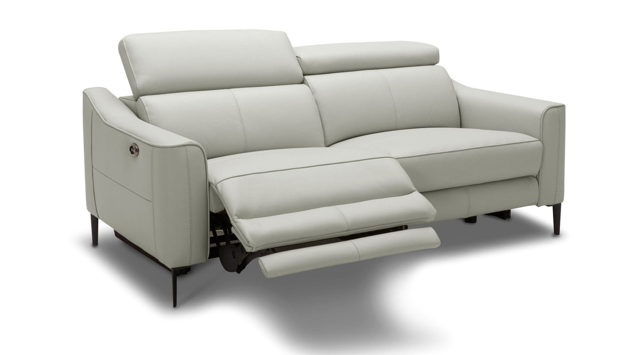 Top Grain Leather Power Reclining Love Seat - Gray / Black