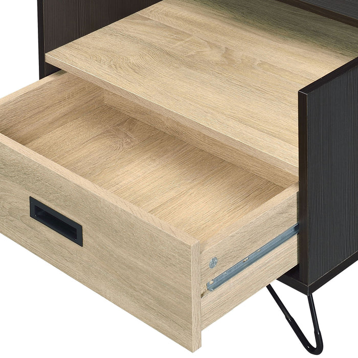 Melkree - Accent Table With Display & Utility Function - Oak / Black