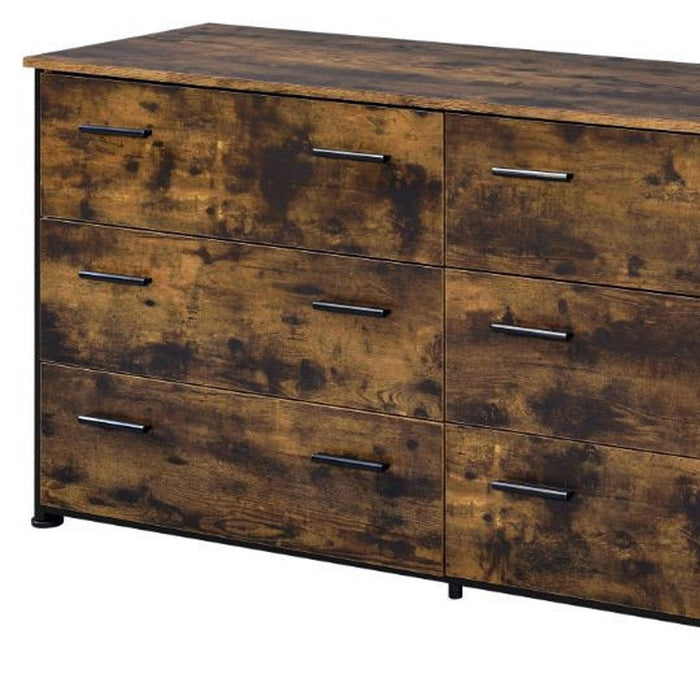 Six Drawer Double Dresser - Brown / Black