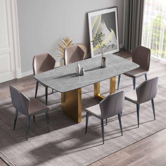 70.87" Modern Artificial Stone Dining Table, Can Accommodate 6-8 People - Gray