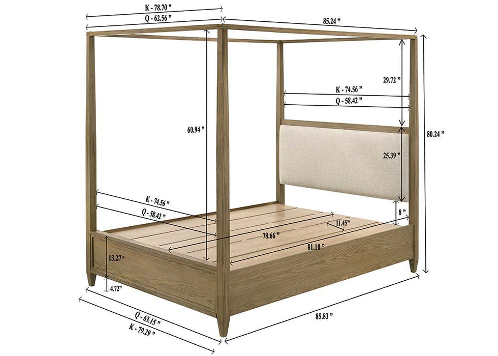 Sienna - Queen Headboard Footboard, Canopy Bars - Ash