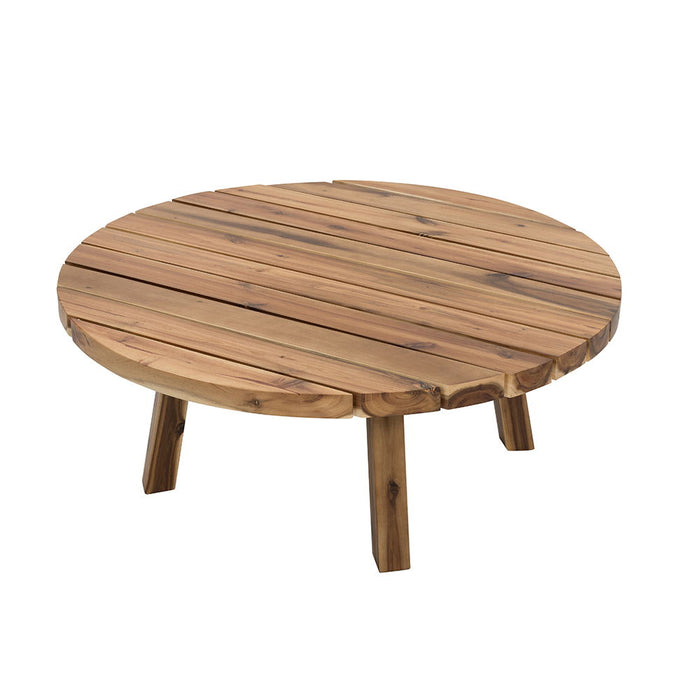 Coffee Table, Durable Solid Acacia Wood - Natural Brown