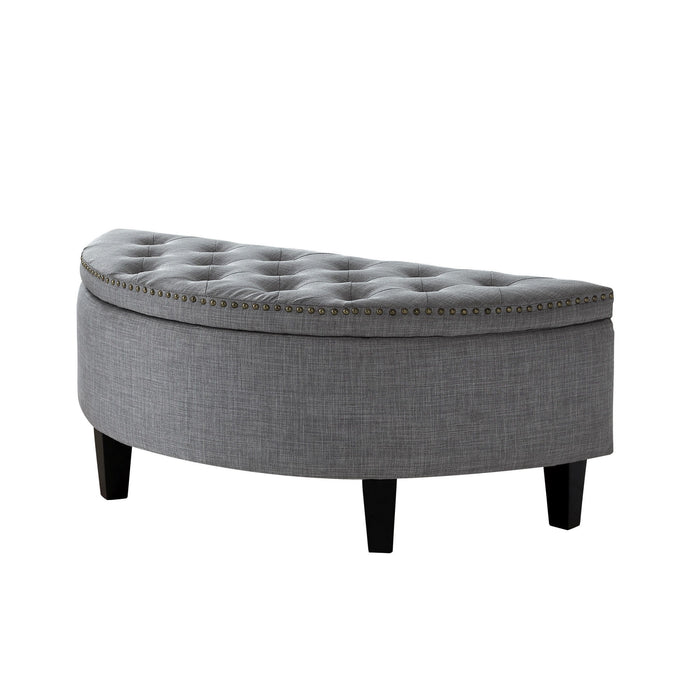 Linen Tufted Half Circle Storage - Light Gray / Black