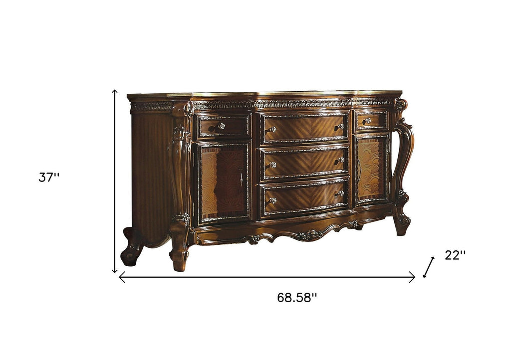 Solid And Manufactured Wood Five Drawer Triple Dresser - Brown