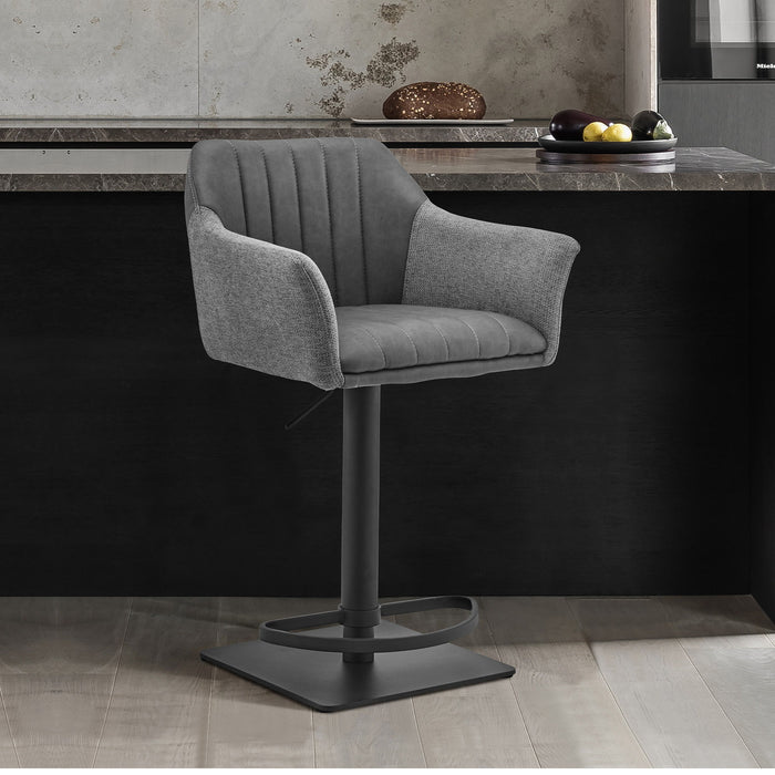Faux Leather and Fabric Adjustable Swivel Stool - Lush Gray