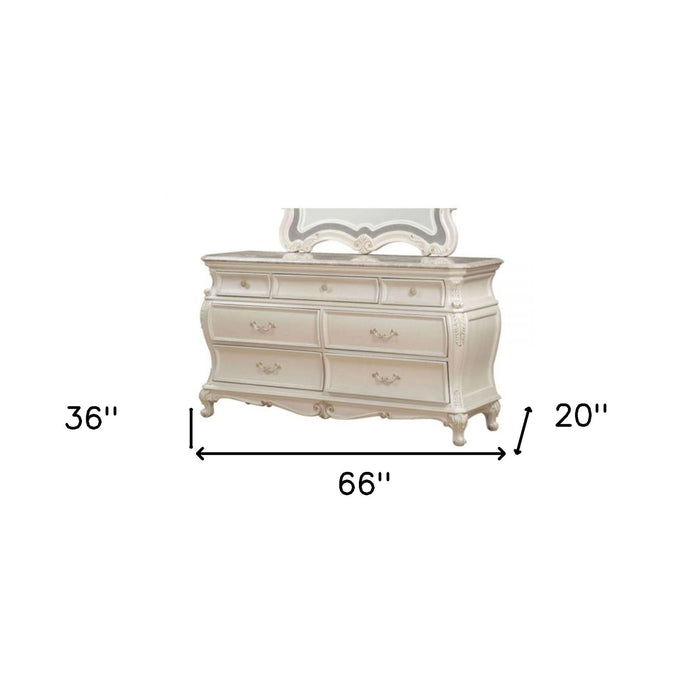 Solid Wood Seven Drawer Triple Dresser - Pearl