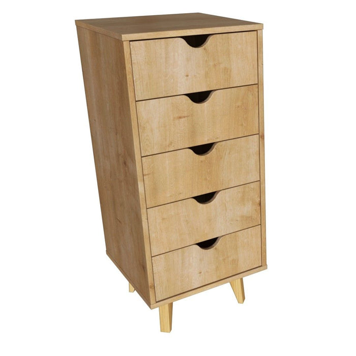 Solid Wood Five Drawer Lingerie Chest - Natural