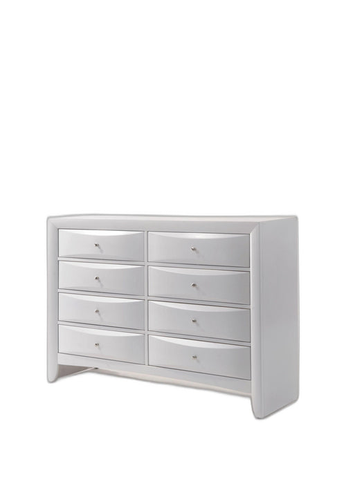 Solid Wood Eight Drawer Double Dresser - White