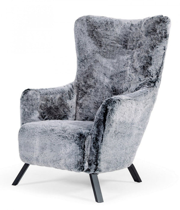 Mid Century Glam Faux Fur Accent Chair - Gray