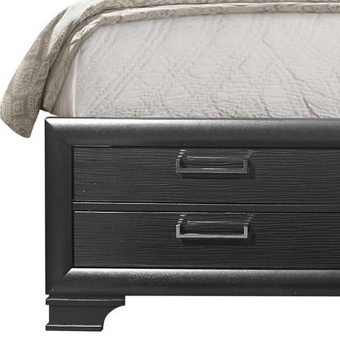 Solid Wood King Eight Drawers Bed - Gray