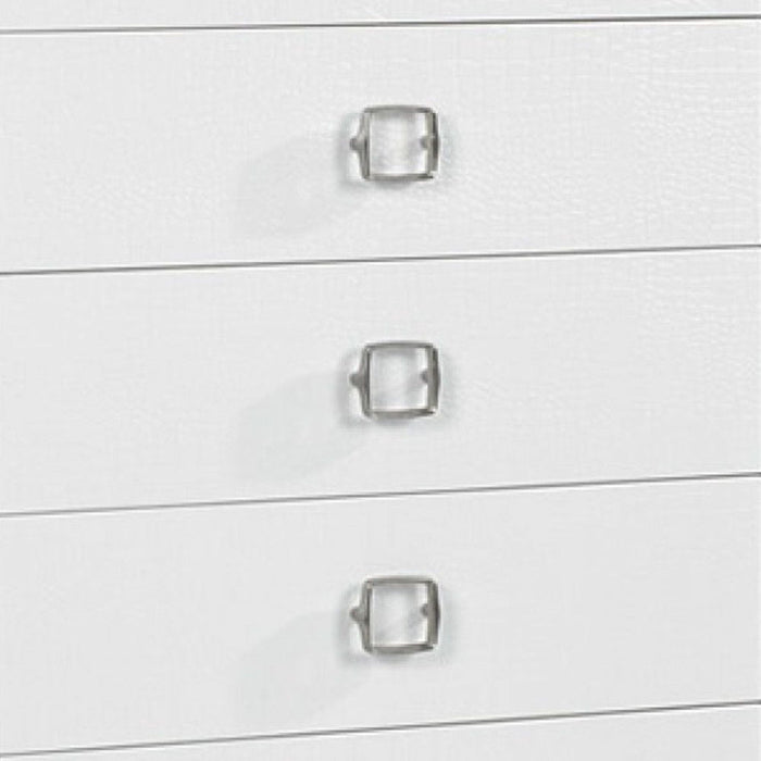 Solid Wood Stainless Steel Six Drawer Chest - White