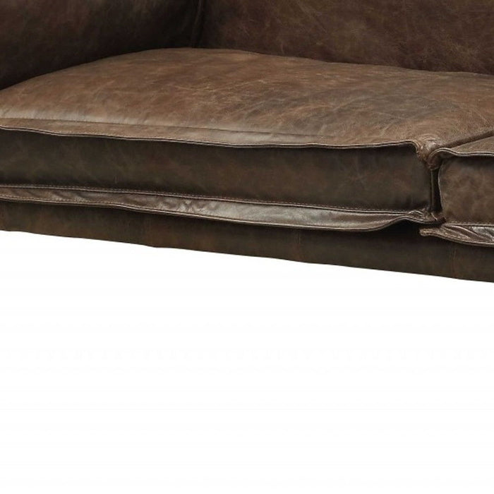 Top Grain Leather Sofa With Dark Brown Legs - Chocolate