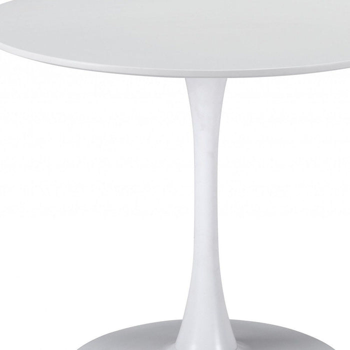 Steel Pedestal Base Dining Table - White