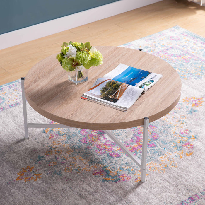 Round Coffee Table With White Metal Legs