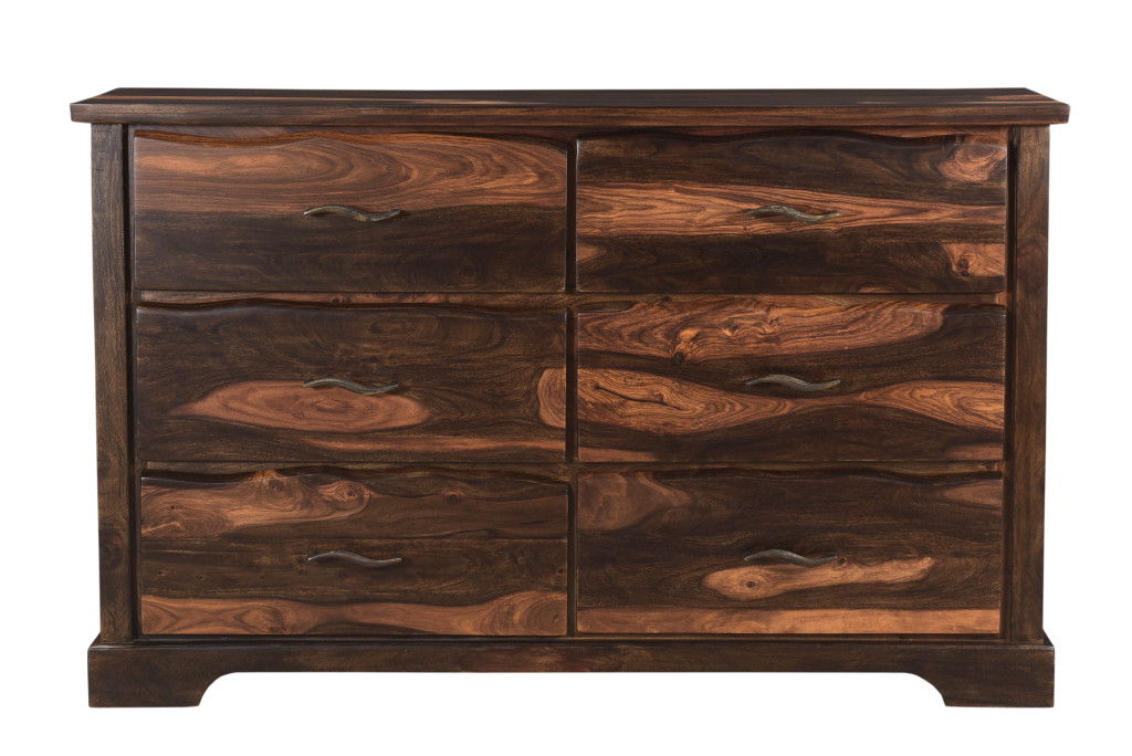 Solid Wood Six Drawer Dresser - Dark Brown