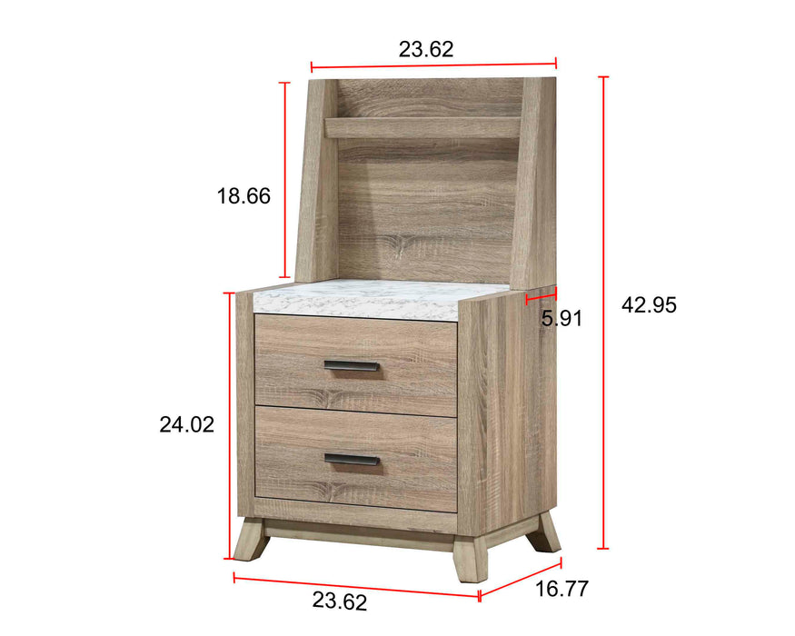 Tilston - Nightstand With Wall Panel - Natural